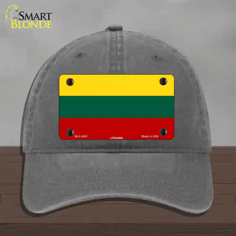 Lithuania Flag Novelty License Plate Hat Unconstructed Cotton / Charcoal