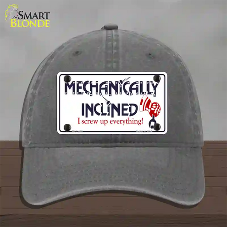 Mechanically Inclined Novelty License Plate Hat Unconstructed Cotton / Charcoal