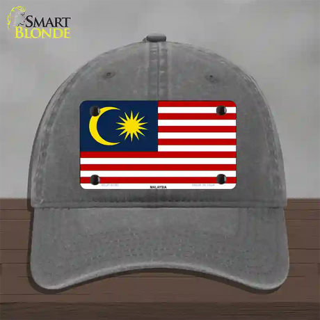 Malaysia Flag Novelty License Plate Hat Unconstructed Cotton / Charcoal