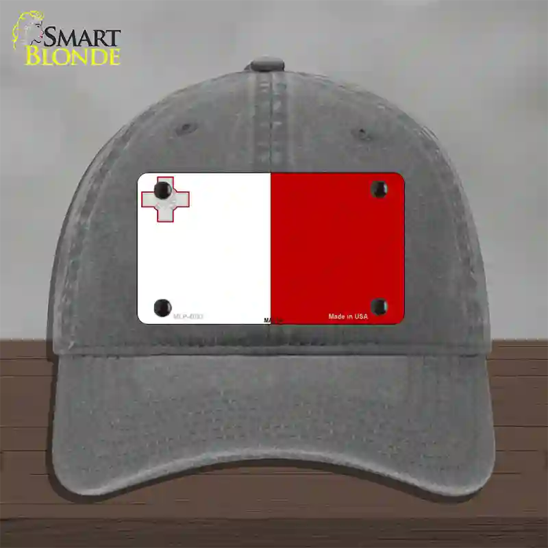 Malta Flag Novelty License Plate Hat Unconstructed Cotton / Charcoal