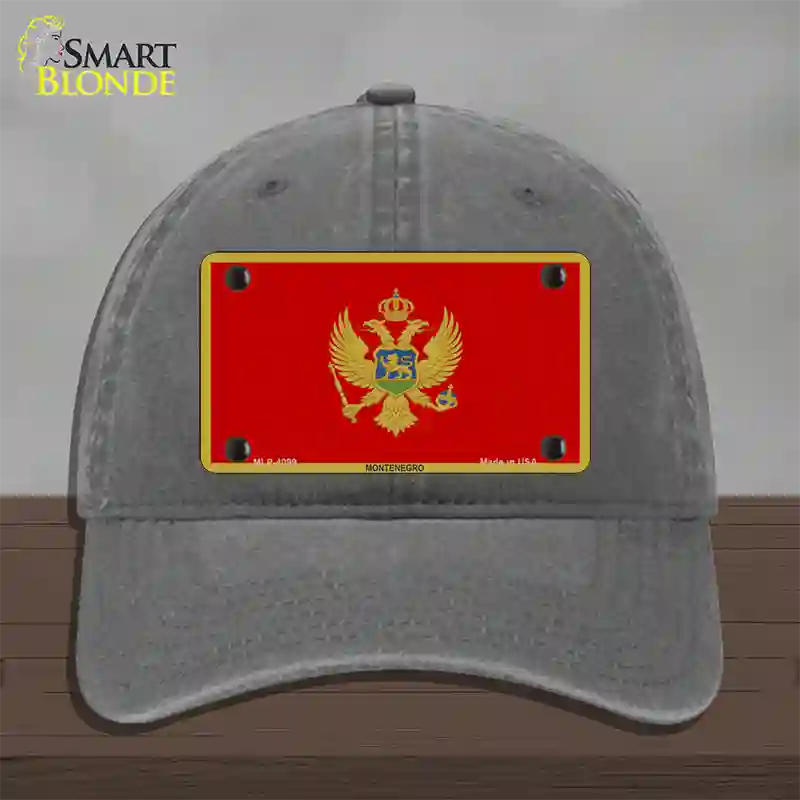 Montenegro Flag Novelty License Plate Hat Unconstructed Cotton / Charcoal