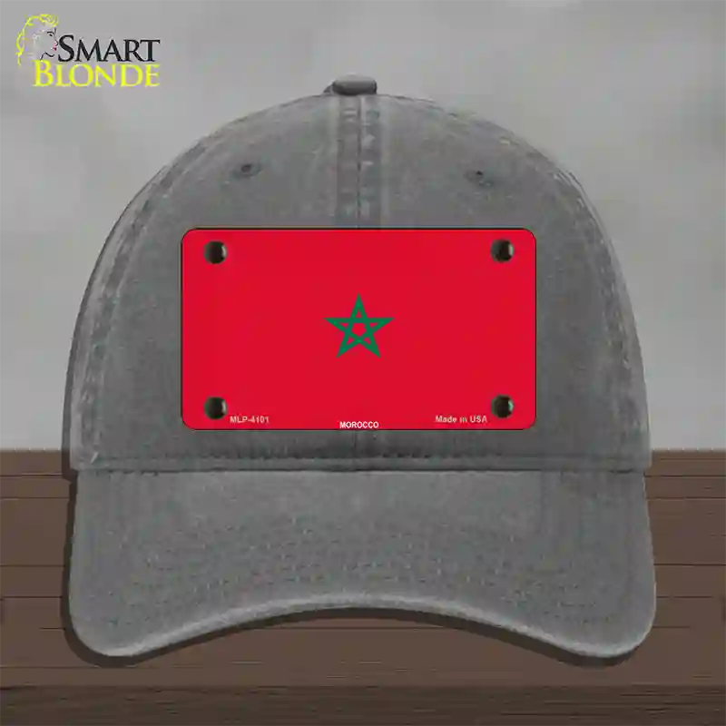 Morocco Flag Novelty License Plate Hat Unconstructed Cotton / Charcoal