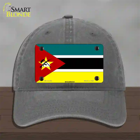 Mozambique Flag Novelty License Plate Hat Unconstructed Cotton / Charcoal