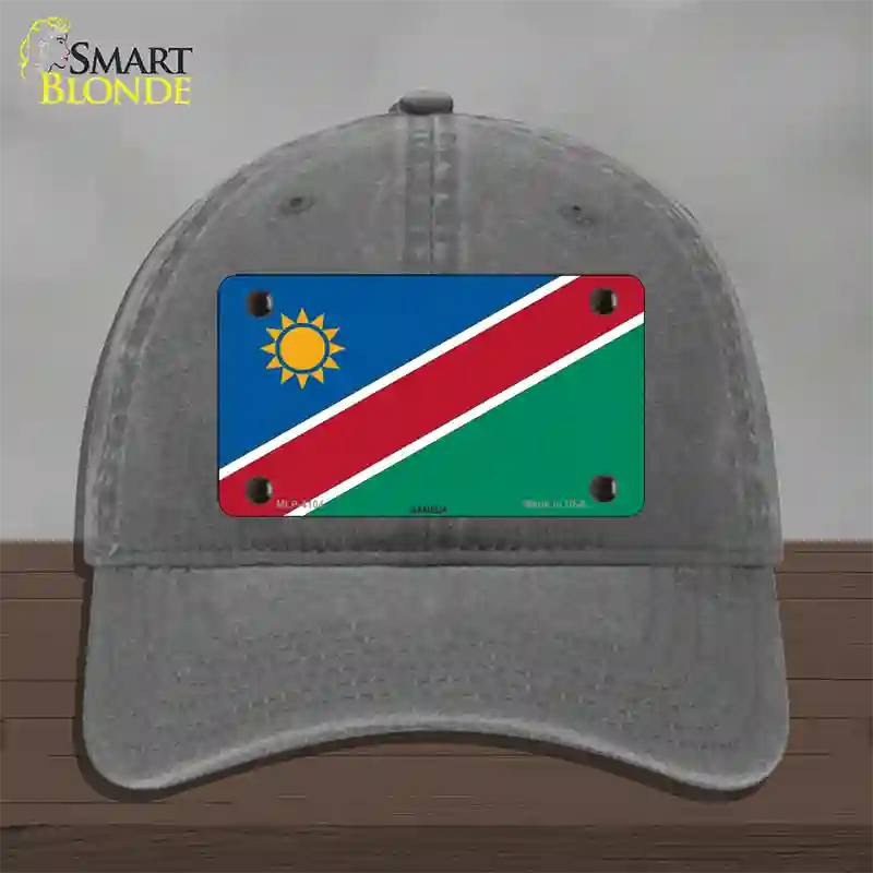 Namibia Flag Novelty License Plate Hat Unconstructed Cotton / Charcoal