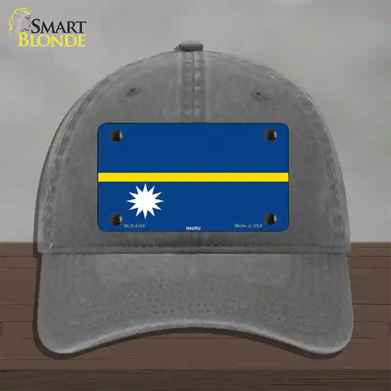 Nauru Flag Novelty License Plate Hat Unconstructed Cotton / Charcoal