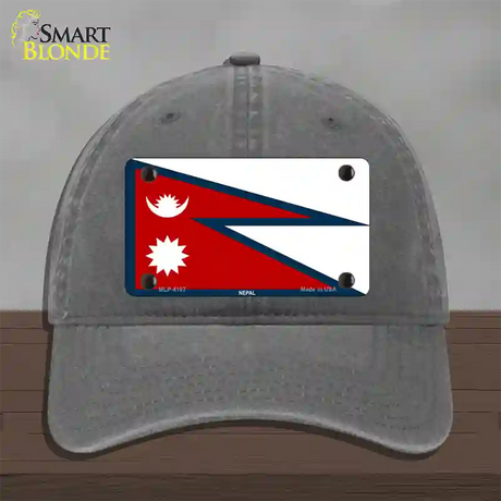 Nepal Flag Novelty License Plate Hat Unconstructed Cotton / Charcoal