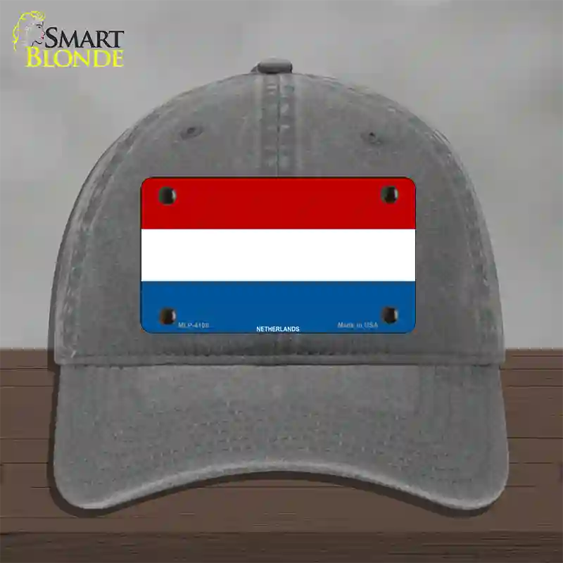 Netherlands Flag Novelty License Plate Hat Unconstructed Cotton / Charcoal