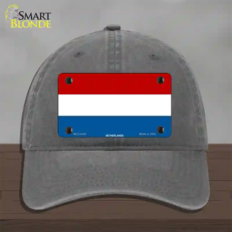 Netherlands Flag Novelty License Plate Hat Unconstructed Cotton / Charcoal