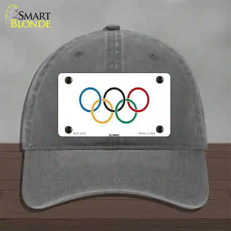 Olympic Flag Novelty License Plate Hat Unconstructed Cotton / Charcoal