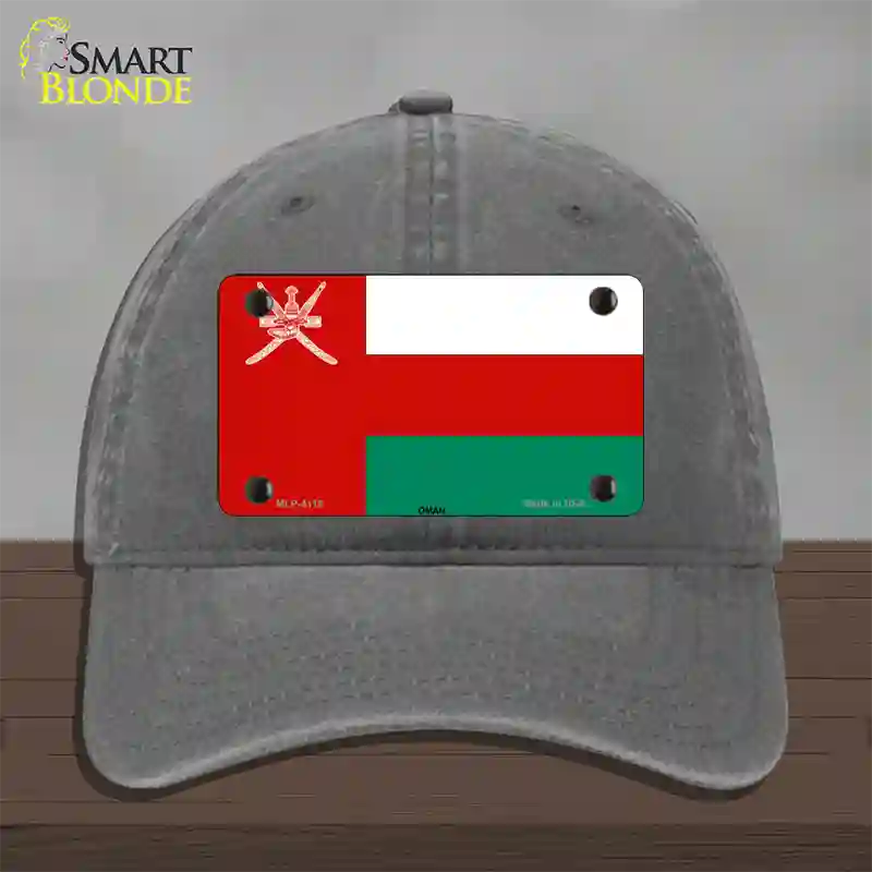 Oman Flag Novelty License Plate Hat Unconstructed Cotton / Charcoal