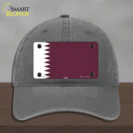 Qatar Flag Novelty License Plate Hat Unconstructed Cotton / Charcoal