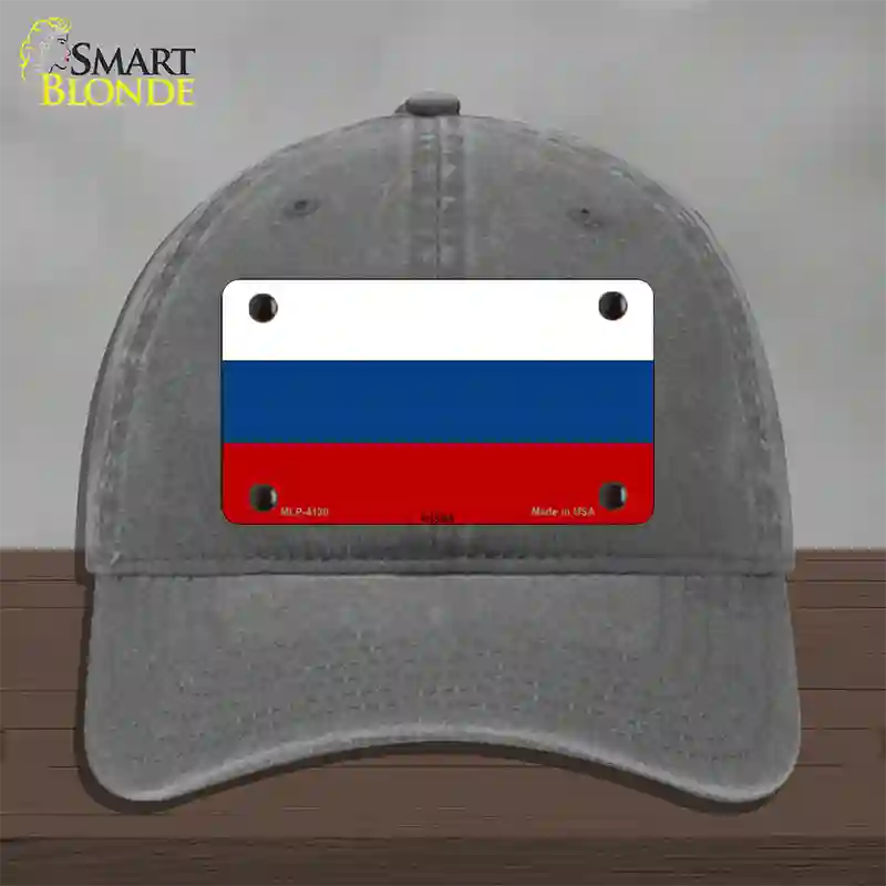 Russia Flag Novelty License Plate Hat Unconstructed Cotton / Charcoal