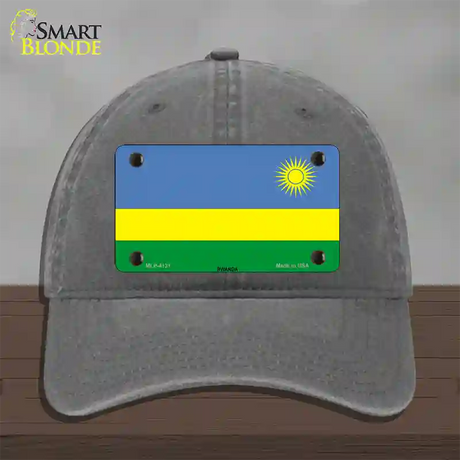 Rwanda Flag Novelty License Plate Hat Unconstructed Cotton / Charcoal