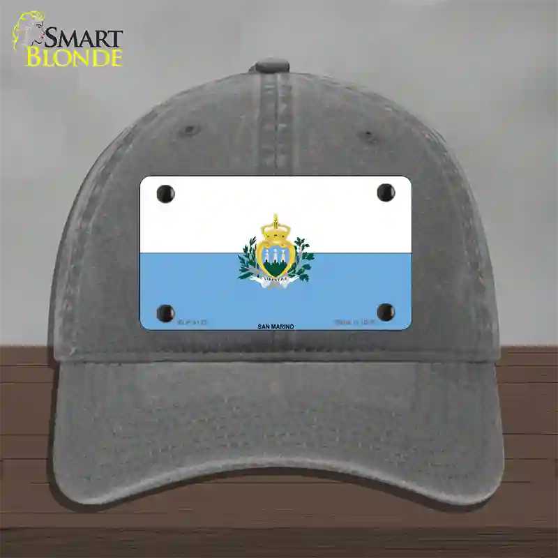 San Marino Flag Novelty License Plate Hat Unconstructed Cotton / Charcoal