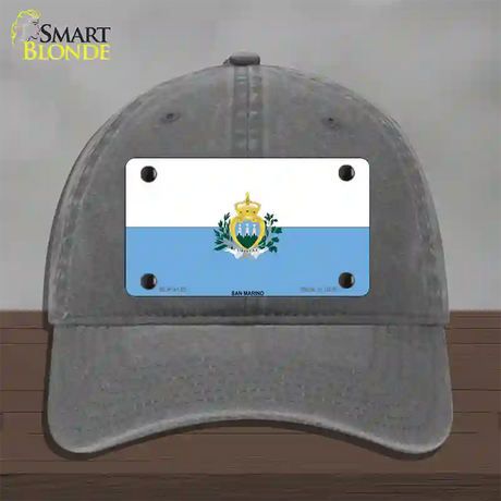 San Marino Flag Novelty License Plate Hat Unconstructed Cotton / Charcoal