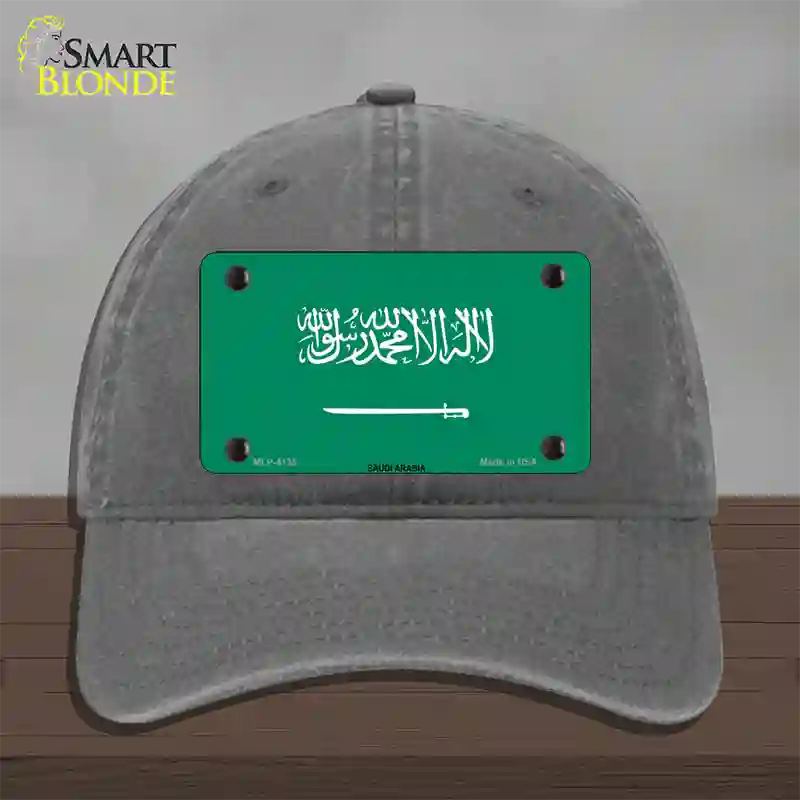 Saudi Arabia Flag Novelty License Plate Hat Unconstructed Cotton / Charcoal