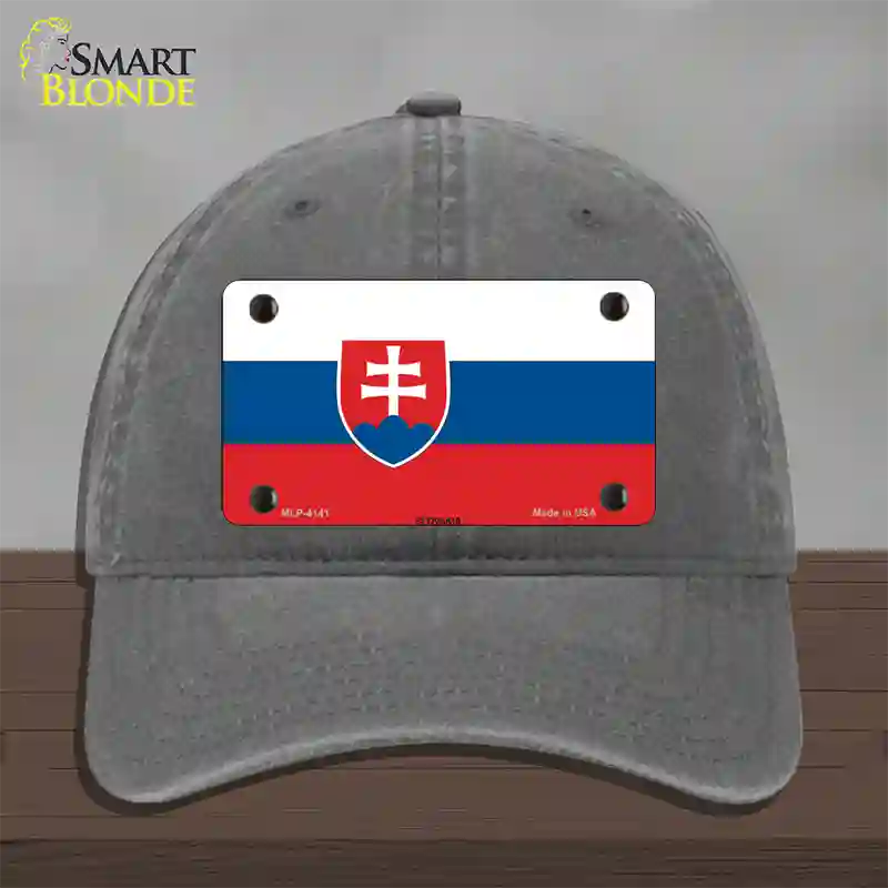 Slovakia Flag Novelty License Plate Hat Unconstructed Cotton / Charcoal