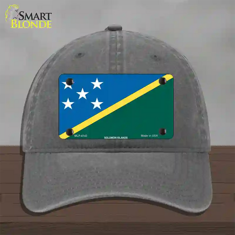 Solomon Islands Flag Novelty License Plate Hat Unconstructed Cotton / Charcoal