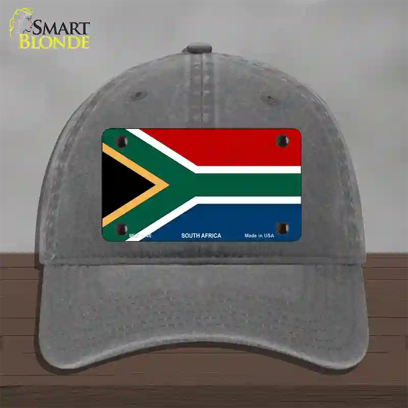 South Africa Flag Novelty License Plate Hat Unconstructed Cotton / Charcoal