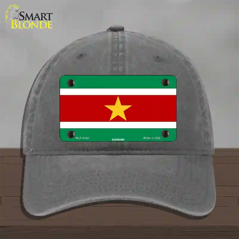 Suriname Flag Novelty License Plate Hat Unconstructed Cotton / Charcoal