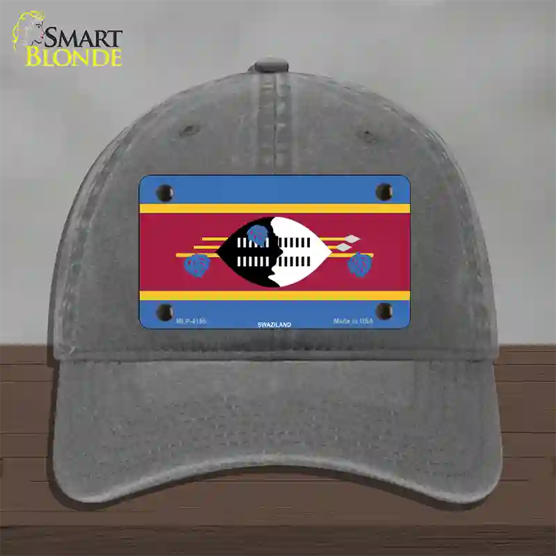 Swaziland Flag Novelty License Plate Hat Unconstructed Cotton / Charcoal