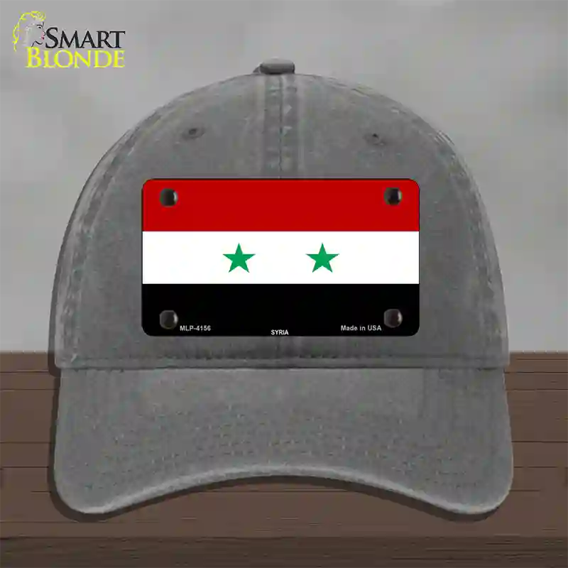 Syria Flag Novelty License Plate Hat Unconstructed Cotton / Charcoal