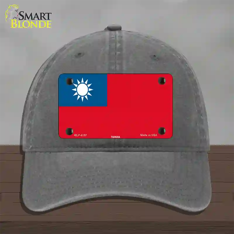 Taiwan Flag Novelty License Plate Hat Unconstructed Cotton / Charcoal