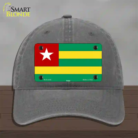 Togo Flag Novelty License Plate Hat Unconstructed Cotton / Charcoal