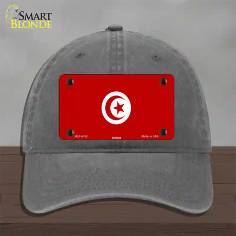 Tunisia Flag Novelty License Plate Hat Unconstructed Cotton / Charcoal