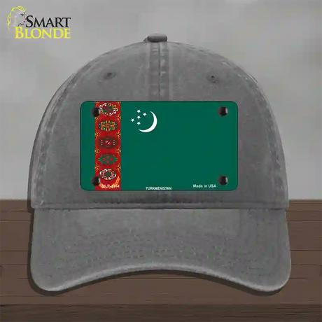 Turkmenistan Flag Novelty License Plate Hat Unconstructed Cotton / Charcoal