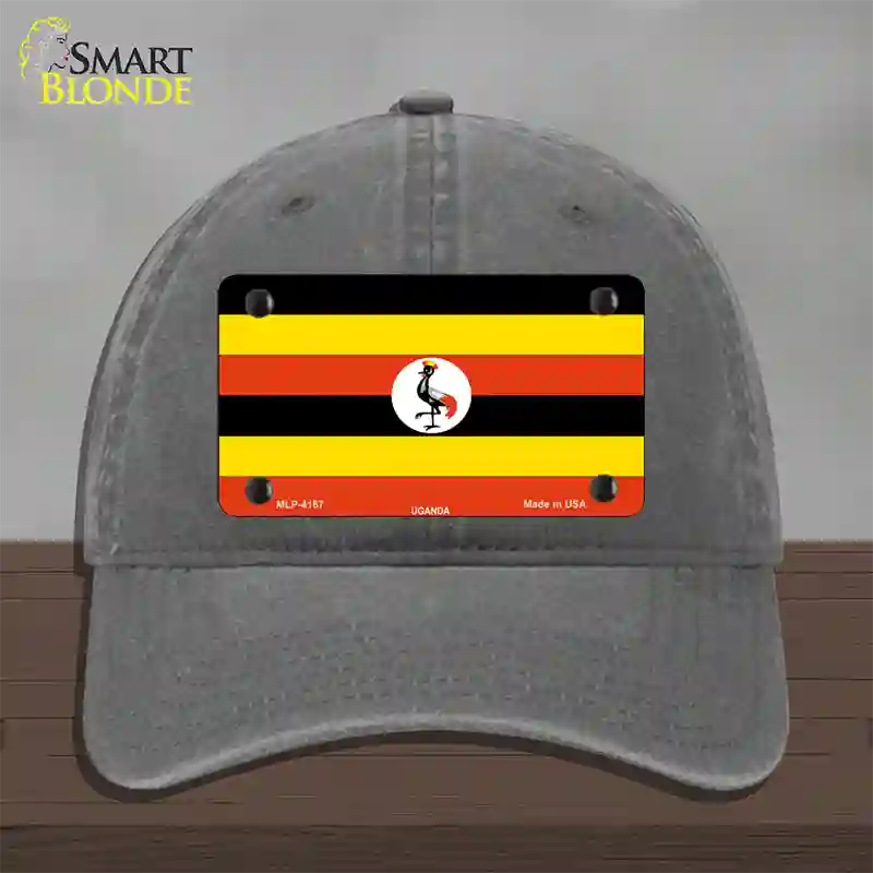 Uganda Flag Novelty License Plate Hat Unconstructed Cotton / Charcoal