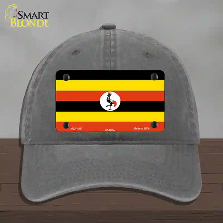 Uganda Flag Novelty License Plate Hat Unconstructed Cotton / Charcoal