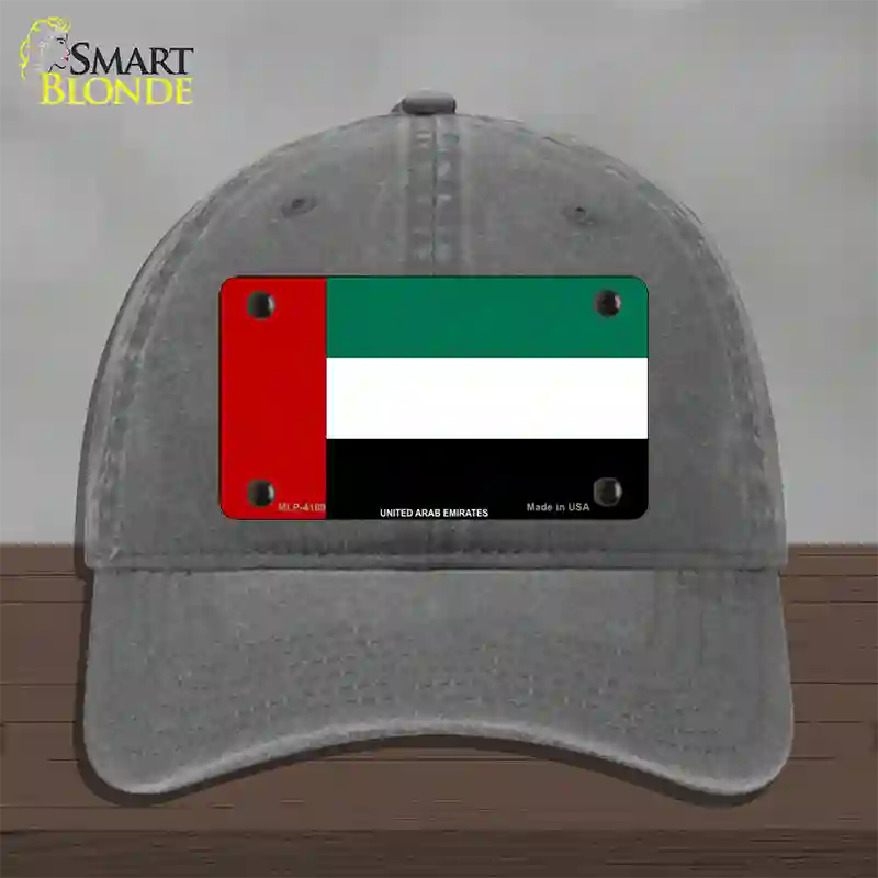 United Arab Emirates Flag Novelty License Plate Hat Unconstructed Cotton / Charcoal