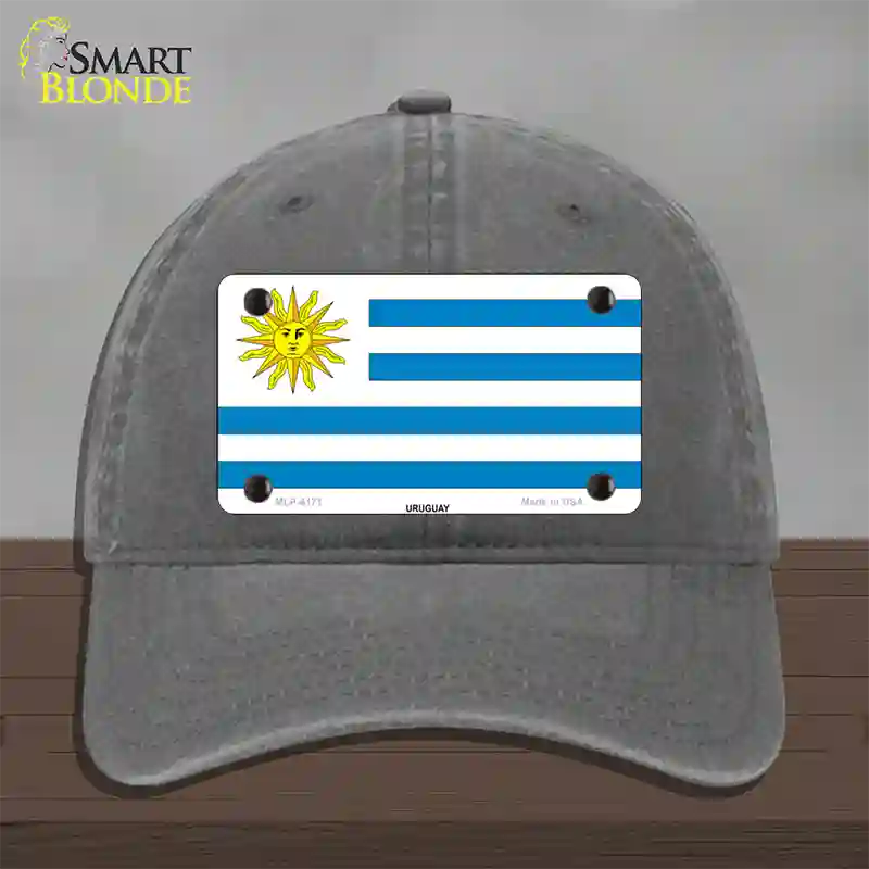 Uruguay Flag Novelty License Plate Hat Unconstructed Cotton / Charcoal