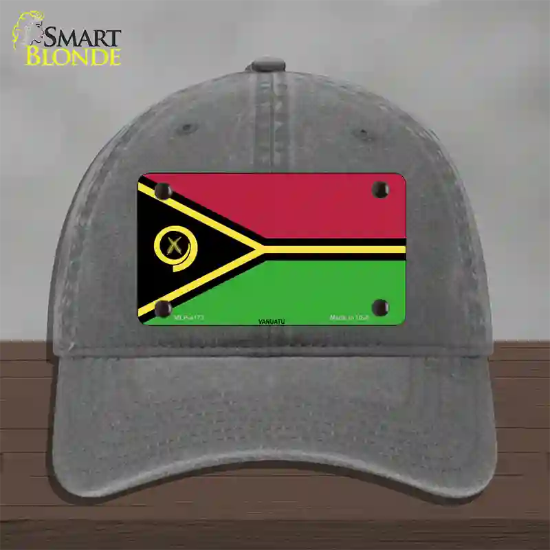 Vanuatu Flag Novelty License Plate Hat Unconstructed Cotton / Charcoal