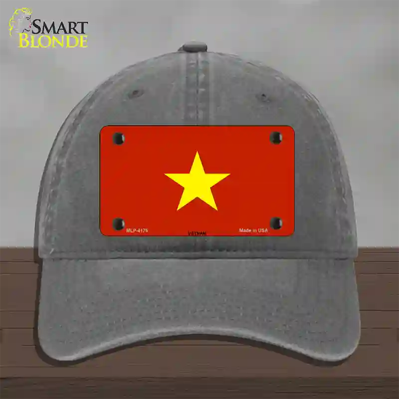 Vietnam Flag Novelty License Plate Hat Unconstructed Cotton / Charcoal