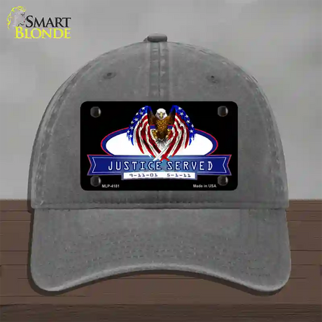 America Justice Served Novelty License Plate Hat Unconstructed Cotton / Charcoal