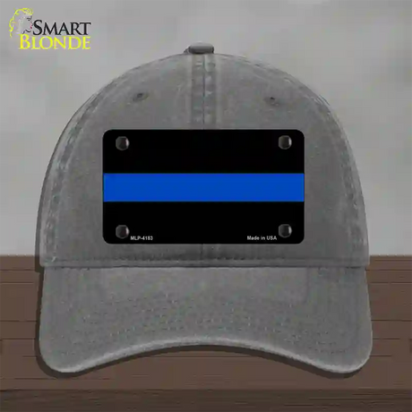 Thin Blue Line Police Novelty License Plate Hat Unconstructed Cotton / Charcoal