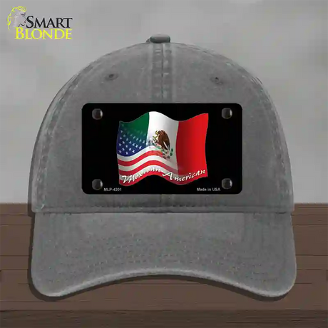 Mexican American Flag Novelty License Plate Hat Unconstructed Cotton / Charcoal