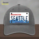 Seattle Washington Novelty License Plate Hat Unconstructed Cotton / Charcoal