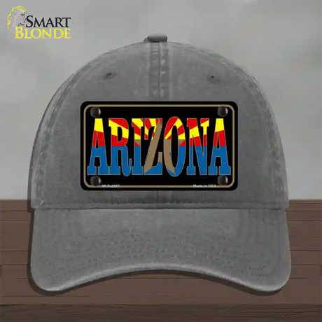 Arizona Inlayed State Flag Novelty License Plate Hat Unconstructed Cotton / Charcoal