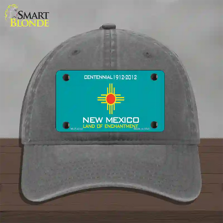 New Mexico Teal State Blank Novelty License Plate Hat Unconstructed Cotton / Charcoal