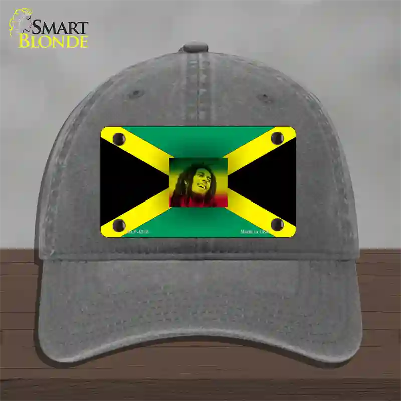 Jamaica Flag Bob Marley Novelty License Plate Hat Unconstructed Cotton / Charcoal