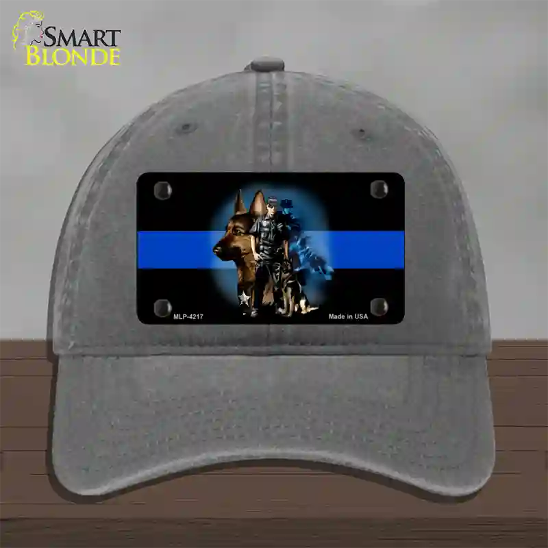 Thin Blue Line Police K-9 Novelty License Plate Hat Unconstructed Cotton / Charcoal