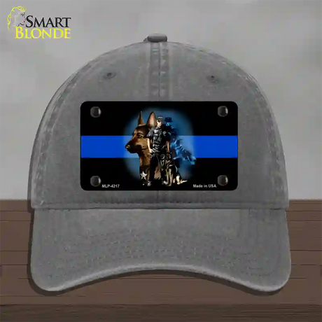 Thin Blue Line Police K-9 Novelty License Plate Hat Unconstructed Cotton / Charcoal