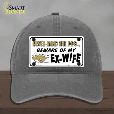 Beware Of My Ex-Wife Novelty License Plate Hat Unconstructed Cotton / Charcoal