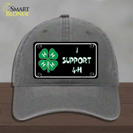 I Support 4-H Novelty License Plate Hat Unconstructed Cotton / Charcoal