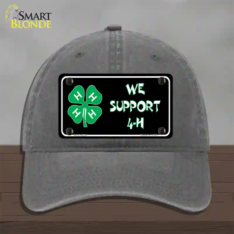 We Support 4-H Novelty License Plate Hat Unconstructed Cotton / Charcoal