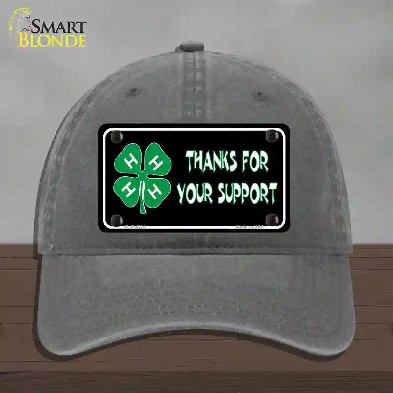 Thanks For Your Support 4-H Novelty License Plate Hat Unconstructed Cotton / Charcoal