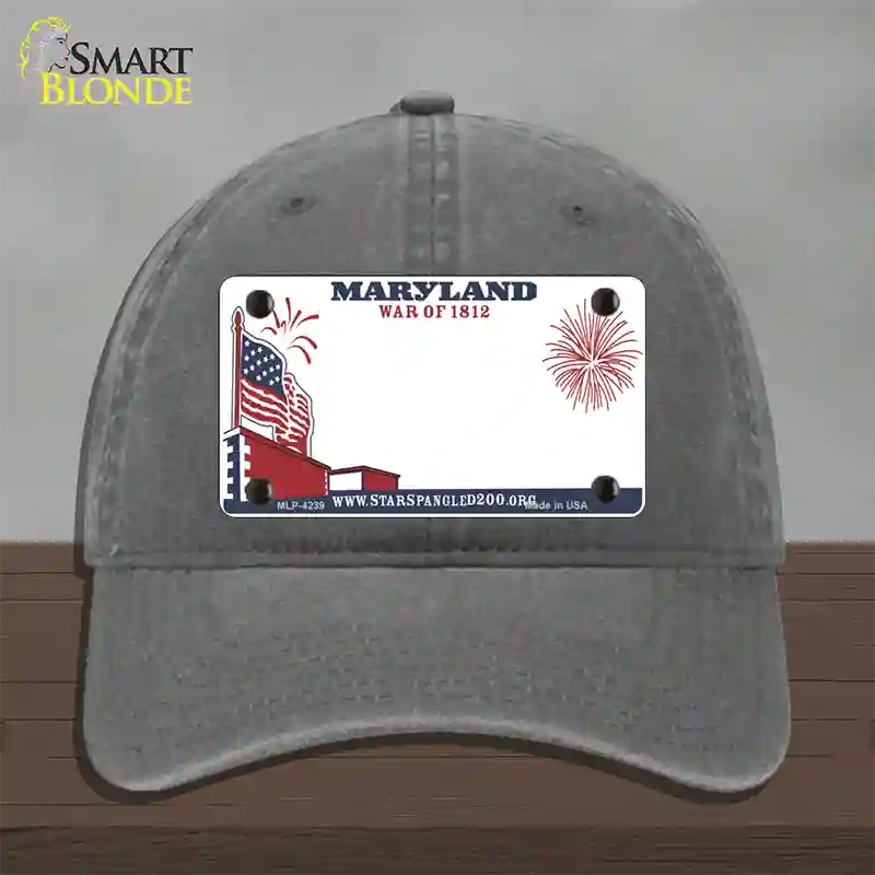 Maryland State Novelty License Plate Hat Unconstructed Cotton / Charcoal